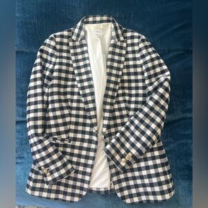 J Crew Black and White Checkered Blazer with Gold Buttons